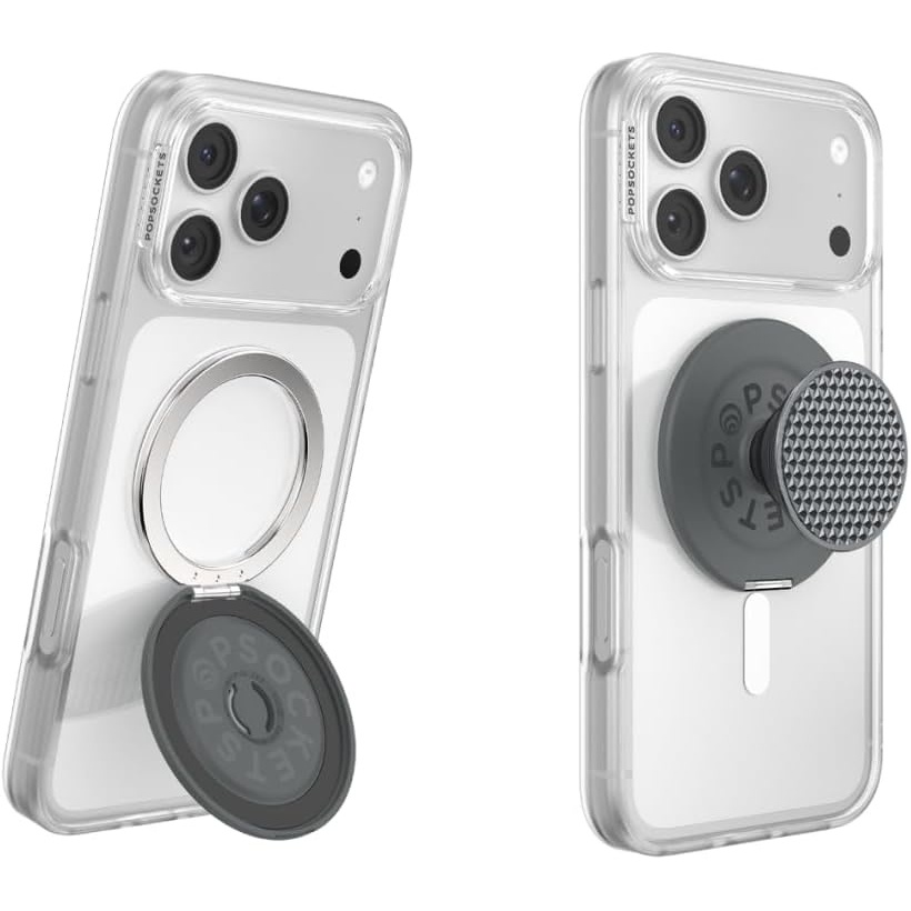 image:imagePopSockets KickOut Grip for MagSafe Adjustable Kickstand for Portrait or Landscape Magnetic Stand Black  Knurl Gunmetal