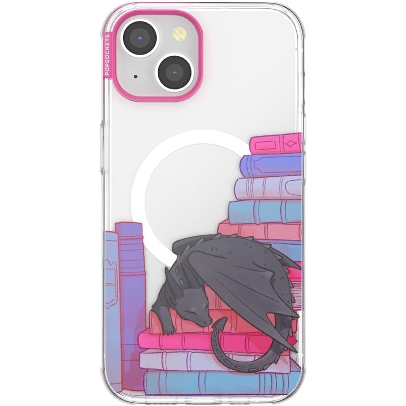 image:imagePopSockets iPhone 16 Phone Case with MagSafe Wireless Charging Compatible Bookish  Spooky Book Club SmokeCurled Up With a Good Book