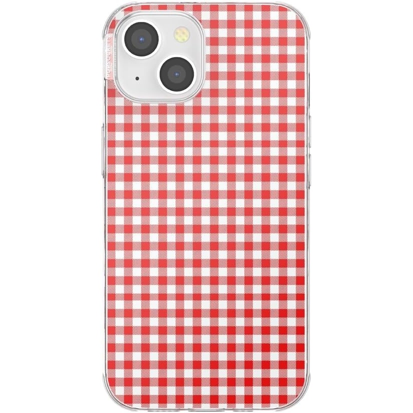 image:imagePopSockets iPhone 16 Phone Case with MagSafe Wireless Charging Compatible Checkered  Blush GinghamRed Gingham
