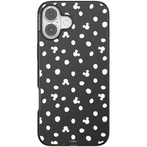 image:imagePopSockets iPhone 16 Plus Phone Case with MagSafe Wireless Charging Compatible Disney Mickey Polka Dot Black