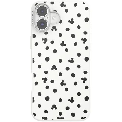 image:imagePopSockets iPhone 16 Plus Phone Case with MagSafe Wireless Charging Compatible Disney Mickey Polka Dot White