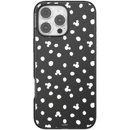 image:imagePopSockets iPhone 16 Pro Max Phone Case with MagSafe Wireless Charging Compatible Disney Mickey Polka Dot Black