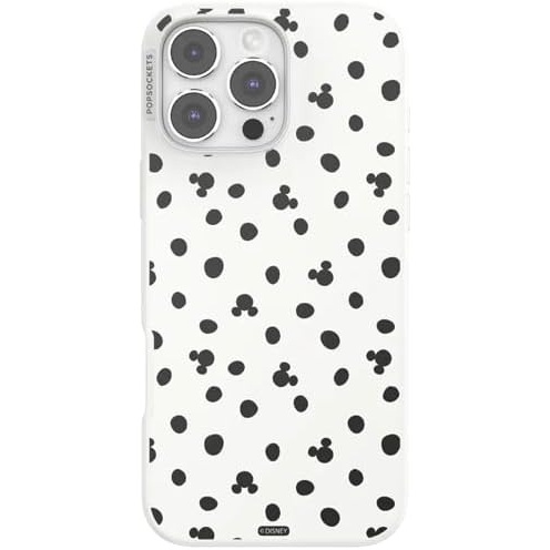 image:imagePopSockets iPhone 16 Pro Max Phone Case with MagSafe Wireless Charging Compatible Disney  Mickey Polka Dot White