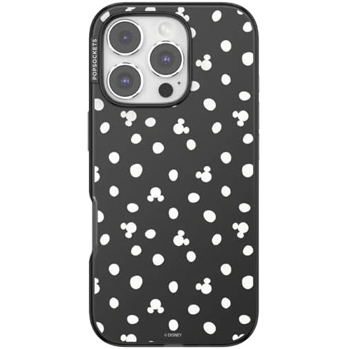 image:imagePopSockets iPhone 16 Pro Phone Case with MagSafe Wireless Charging Compatible Disney  Mickey Polka Dot Black