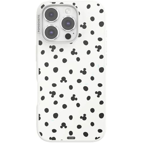 image:imagePopSockets iPhone 16 Pro Phone Case with MagSafe Wireless Charging Compatible Disney Mickey Polka Dot White