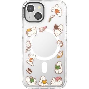 PopSockets iPhone 16 Phone Case with MagSafe, Wireless Charging Compatible, Bookish – Spooky Book Club Smoke(Spooky Book Club Clear)