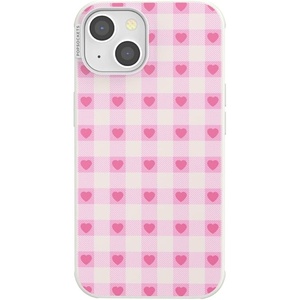 PopSockets iPhone 16 Phone Case with MagSafe, Wireless Charging Compatible, Checkered – Blush Gingham(Blush Gingham)