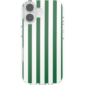 PopSockets iPhone 16 Phone Case with MagSafe, Wireless Charging Compatible, Checkered – Blush Gingham(Club Stripe Green)